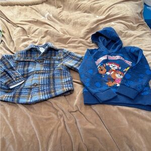 Paw Patrol Blue Hoodie 3T Blue Flannel Top 24M Boys NWT